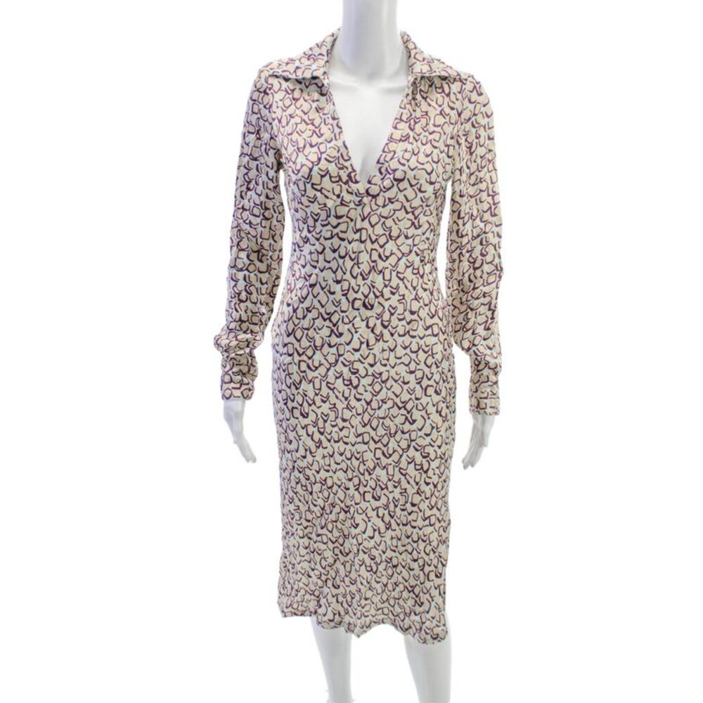 Calypso Christiane Celle Womens Shirt Dress Ivory V Neck Size S